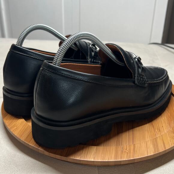 STEVE MADDEN Mister Women's 8 Black Leather Loafer Lug Sole Horse Bit Slip On - Picture 5 of 13